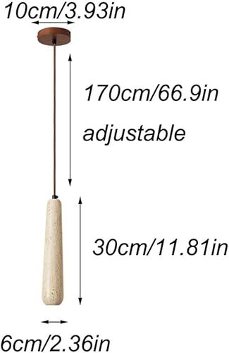 Vista 7 de Luces colgantes modernas con forma de tira larga, lámpara colgante de techo con pantalla de travertino amarillo nórdico, paquete de 2 lámparas