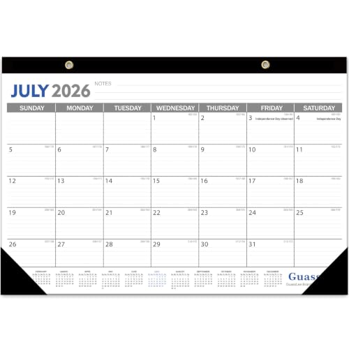 Image of GuassLee Desk Calendar 2026-2027 - 19 Monthly Desktop Calendar 17 inch x 11.5 inch Medium Size Runs from Jun. 2026-Dec. 2027 with Julian Dates for Students Family Office Easy Planning