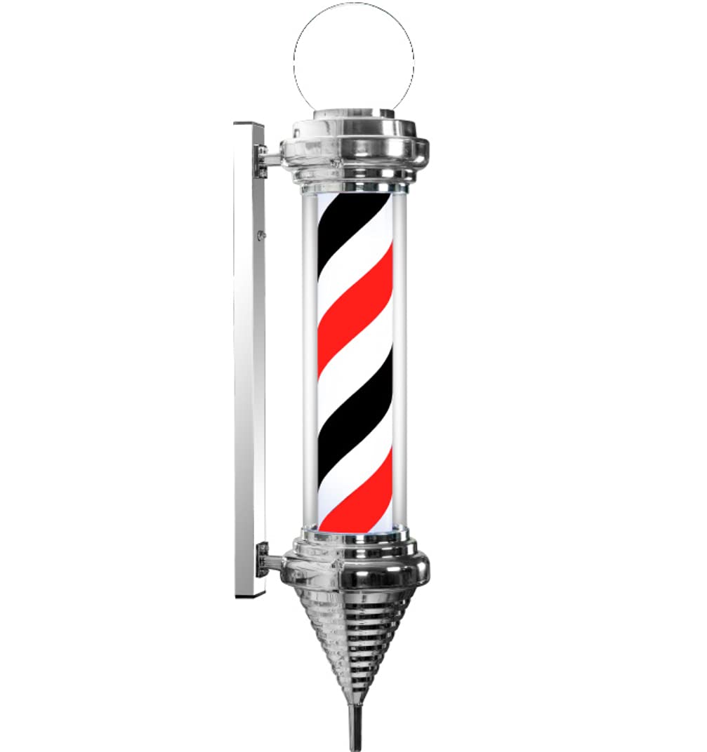 Friseurstangenleuchte, LED Palace Rot Weiß Blau Streifen Rotierende Beleuchtete Lampe Friseursalon Friseurladenschild, wasserdichte Energiespar-Wandleuchte for Den Außenbereich(Black red)