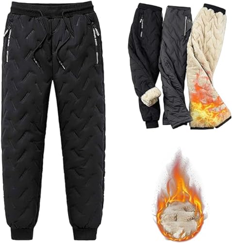 Nearflying Dododz Unisex Fleece Hose Unisex Fleece Jogginghose Winter Warm Wasserdicht Fleece Gefüttert Sweatpants, Schwarz A, XXXXXL