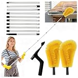 390 cm Dachrinnenreiniger, Dachrinnenbürste und Reinigungslöffel Schaufel 2 in 1 und 10 Pcs Teleskopstiel, Teleskop Dachrinnenreiniger mit Teleskopstiel für die Reinigung von Dächern/Blätte (Gelb)