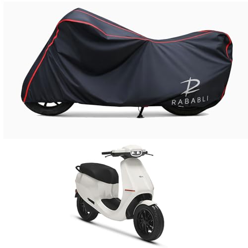 Image of Waterproof Bike Body Cover Compatible for | Ola S1 BS6 | Taffeta Fabric, Red Piping Design, Bottom Elastic Fit | Dustproof, Sun UV & Rain Protection for All Bikes