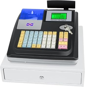 Business Electronic Register, Small Bill, Receipt Printer, Passenger LCD, Cash Management System, Cash Register Full Keyboard, Cash Drawer, POS Register, Electronic Register, Business Cash, Small Business, Retail Store, Restaurant black