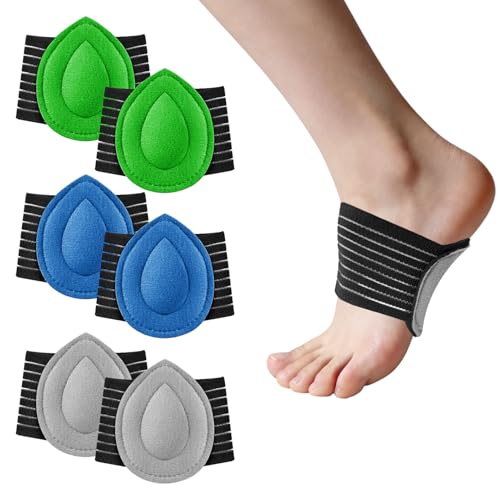 Image of 6 Pack Arch Support, Plantar Fasciitis Support with Padded Comfort for Relief High Arches, Arch Supports Insoles Women Man for Day, Night and Sleep, Breathable Compression Band