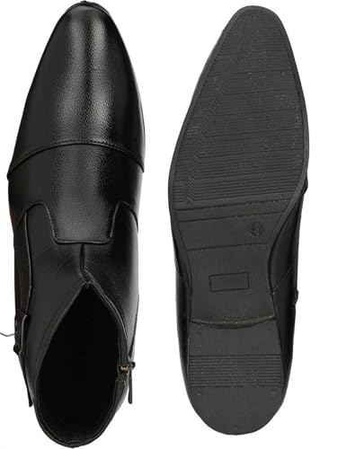 Image of Mens Black Synthetic Zip Slip on Perfect Style Formal Boot (8)