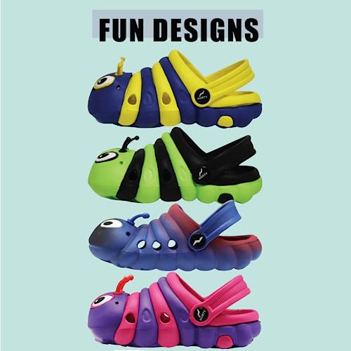 Image of NORTY Toddler Clogs - Fun Baby Clogs With Comfortable Back Strap - Caterpillar Shoes for Kids - Playful Bug Shoes