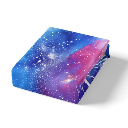 Image of White Butterfly Bed Sheet Set Kids Watercolor Galaxy Sheets Set 4pc Butterfly Wings Microfiber Soft Bedding Set,1 Flat Sheet,1 Deep Pocket Fitted Sheet,2 Pillow Cases(Queen Size)