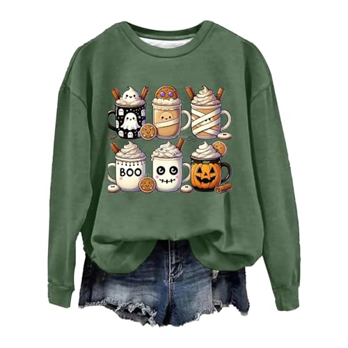 Pull pour femme - Motif citrouille café - Rétro - Pour l'automne - Cadeau de Thanksgiving - Pull à manches longues, ag, M