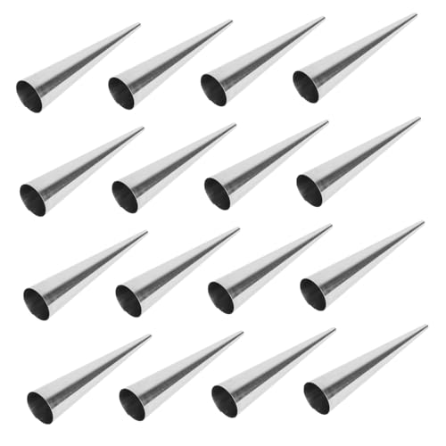 PRETYZOOM 16pcs Stainless Steel Cannoli Tube Molds and Cream Horns Large Conical Baking Tools for Croissants and Desserts