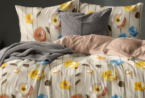 Image of 1 Reversible Comforter Super King Size 108 x 108 Both Side Same Print 1 Bedsheet King Size 108 * 108 inches and 2 Pillow Cover 4 Pieces Bedding Set | AC Quilt | AC Dohar-Multicolor