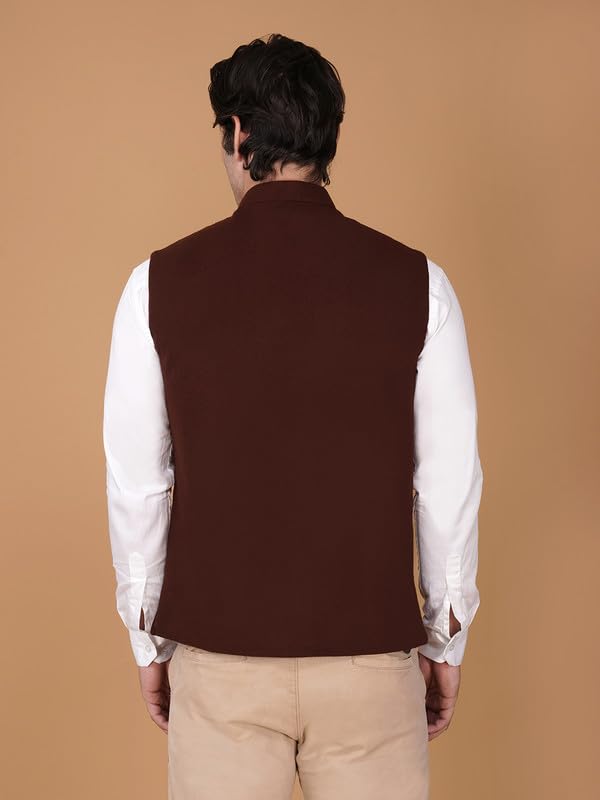 Image of VASTRAA FUSION Men's Traditional Woolen Nehru Jacket Modi Waistcoat