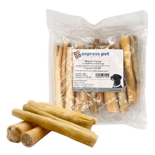 Express Pet Supplies Beef Tails 500g (10-13 Tails) 15cm (6 Inch) | Grain & Gluten-Free | 100% Natural Air-Dried Treat for Dogs | Long Lasting Low Odour
