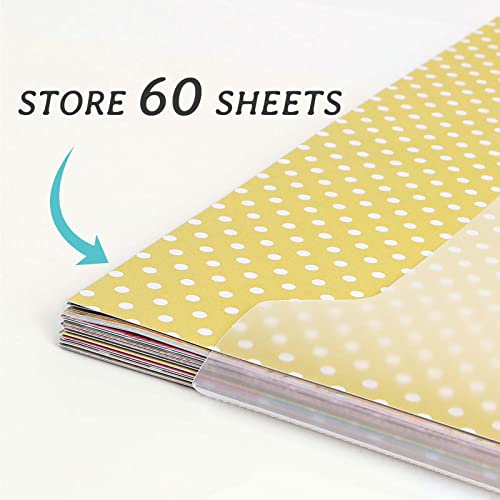 Caydo Scrapbook Paper Storage Organizer with 60 Sticky Index Tabs, 10 Plastic Storage Bags for Holding 12 x 12 Inch Cardstock Vinyl Paper