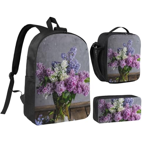 Sac à dos 3 en 1 anti-encombrement avec boîte à déjeuner et trousse noire
