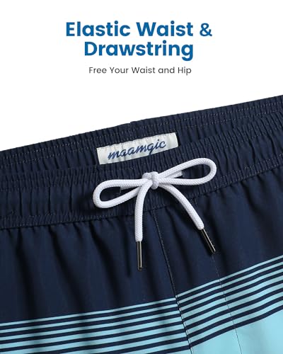 Image of maamgic Mens Swim Trunks with Compression Liner 5 Inch, Quick Dry Bathing Suit with Zipper Pockets, No-Chafing Swim Shorts