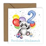 Geburtstagskarte – Panda mit Luftballons | Klappkarte (15 x 15 cm) – mit Kraft Umschlag – Innen blanko