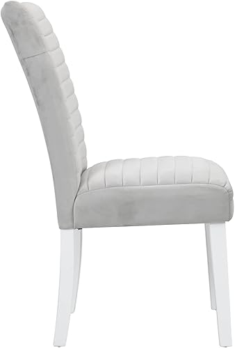 Miniatura 6 de ACME - Juego de 2 sillas auxiliares en acabado blanco y gris