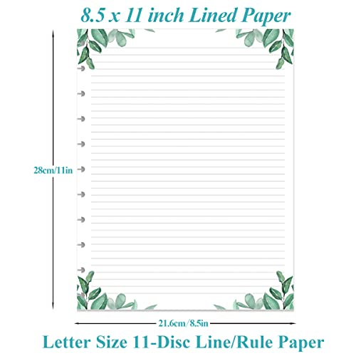 A4 TUL Discbound Lined Refill Paper, 11-Disc Discbound Ruled Filler Paper, 100Sheets / 200Pages Loose-Leaf Line Paper, 100gsm White Paper, 8.5'' x 11'', Leaf