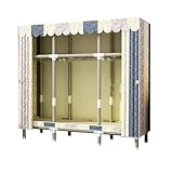 ✿Armoire multifonctionnelle : l'armoire portable est composée de tubes en alliage/tissu/manchons pour cartes ABS. C'est une armoire de maison qui peut stocker beaucoup de vêtements et d'objets. Il a une forte capacité portante, une conception à double rideau pour empêcher la poussière, un grand espace et un fond surélevé.