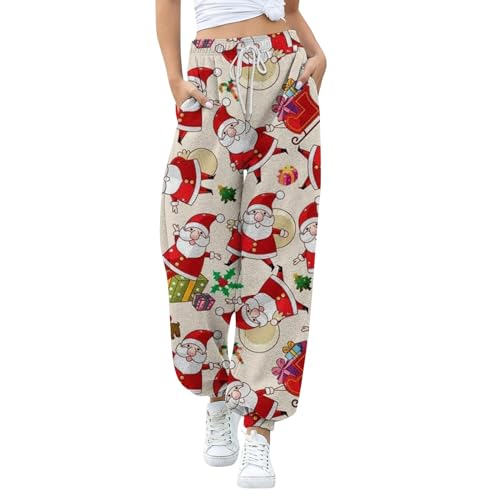 Nidddiv Pantalones de correr para mujer, pantalones casuales de Navidad, pantalones de chándal con bolsillo para mujer, pantalones holgados de fitness para mujer, pantalones deportivos del Reino