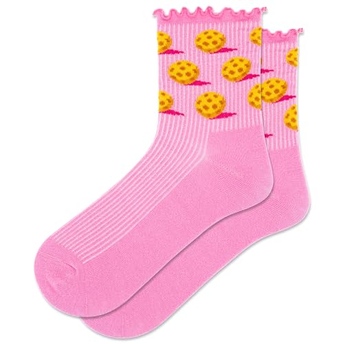 HOTSOX Women's PICKLEBALL Lettuce Edge Crew 1 Pair Pack, Rose, Women's Shoe Size: 4-10 by Hot Sox - Used condition - US$8.76