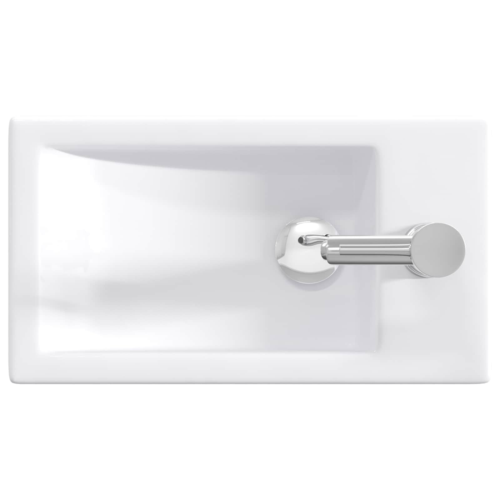 Mangloder Waschbecken fürs Badezimmer Chrom Metall 45,5 x 25,5 x 13 cm mit Wasserhahn Abfluss korrosionsbeständig ideal für Waschtisch Unterschrank Badmöbel Moderne Aufsatzlösung