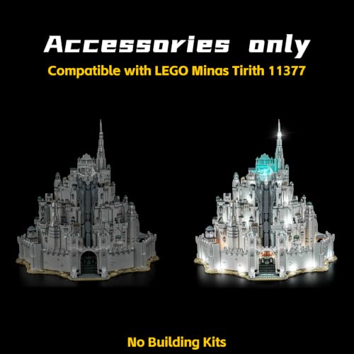 Iluminación blanca fría con sensor táctil para Lego Minas Tirith 11377 BrickBling 6