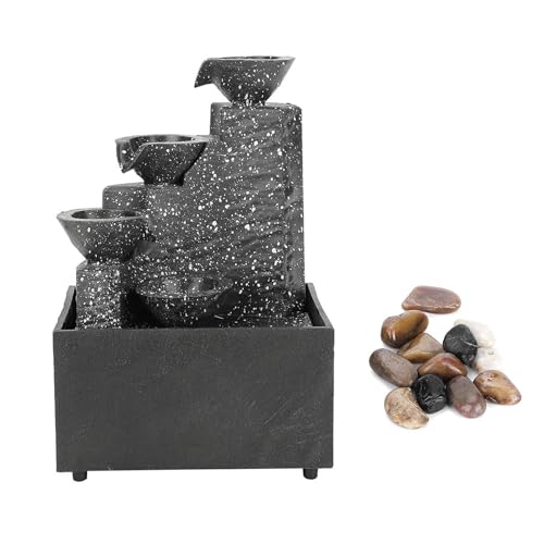 Water Fountains Indoor, Waterfall Fountain Indoor Desktop USB Water Fountain Ornament Crafts Meditation Fountain Crafts Table Decoration Waterfall for Indoor Home Office Table