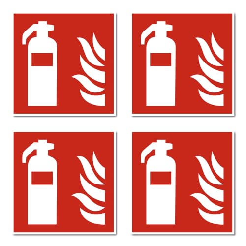 Feuerlöscher Brandschutzzeichen: F001 - DIN EN ISO 7010 / ASR A1.3 - Aufkleber: 7.5 cm, 4 Stück