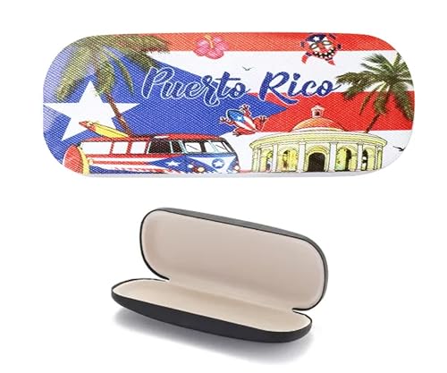 Estojo de óculos estampado com bandeira de Porto Rico 16 x 8 cm símbolo -1