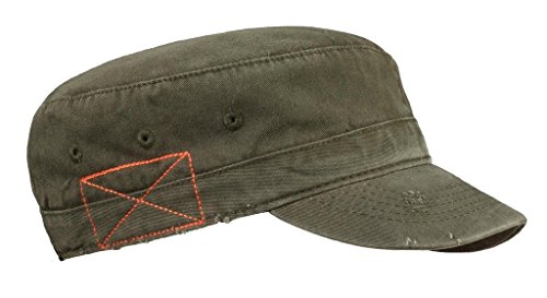 MG Distressed Washed Cotton Cadet Army Cap - Army