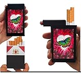 Cigarette Case Red Butterfly with Built on Lighter Holder