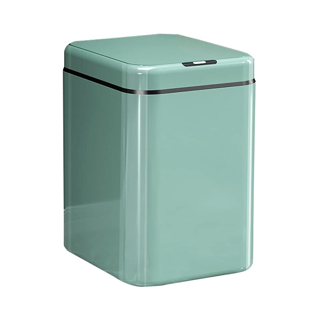 Non-contact Trash Can, Automatic Sensing Opening/closing Lid Household 15L Capacity Sealed with Cover for Waterproof Electric Bathroom Wastebasket(Green)