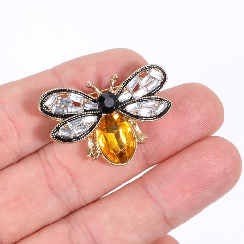 Image of Piriuuo Bee Brooch, Retro Rhinestone Brooch Pin, Yellow, Bee Brooch, Women Girls