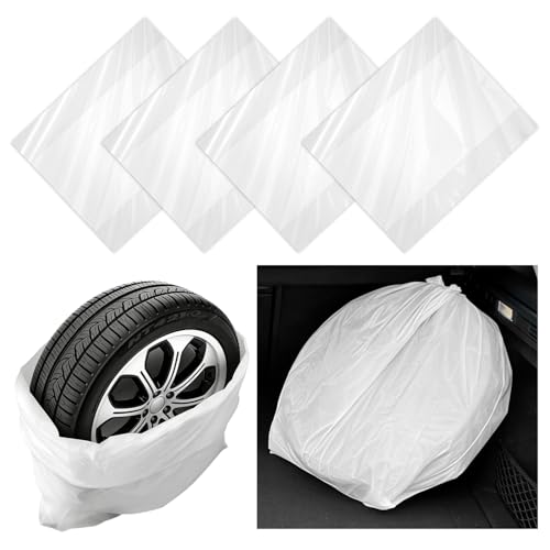 4PCS Extra-Large 4828 Inch Tire Bags for Storage Disposable Tire Covers for Cars for Tires Storage & Protection Waterproof Dustproof Tires Storages Bags Car Accessories
