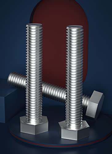Image of 1 /2-13 x 2-1 /2 inch (1 to 7 inch Optional) Hex Head Screw Bolt, Stainless Steel 18-8(304), Fully Threaded,5pcs