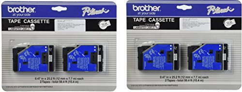 Brother Tc-20 0.47-Inch x 25.2 Ft. - Black On White Tape for Pt-6 8 10 12 15 20 150 170 uyYpNx, 4Pack