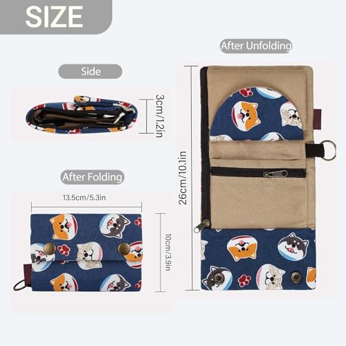 Canvas Wallet Women Trifold Small Purses for Women with 16 Card Sleeves, Womens Wallet Cute Creativity Womens Purses with 2 Zippered Pockets and Keyring (Solid, Black)2