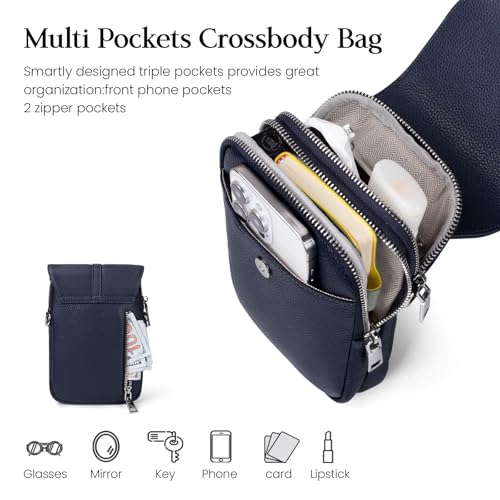 Image of befen Genuine Leather Small Crossbody Bags for Women Cell Phone Purse | Real Leather, RFID Blocking Card Slots, Multi Pockets, Cell Phone Bag, Travel Purse, Anti Theft