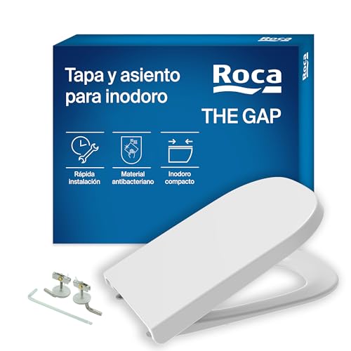 Roca The Gap - Tapa y asiento de Supralit para inodoro compacto, tapadera de WC original con ajuste perfecto, recambio de tapa de váter resistente, blanco, A80173000B
