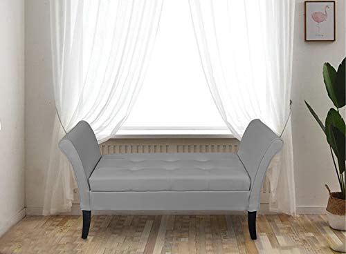 HomeHarmony® Balmoral PU Leather Easy To Assemble Window Seat Storage Ottoman Bed Sofa Bench (Silver)