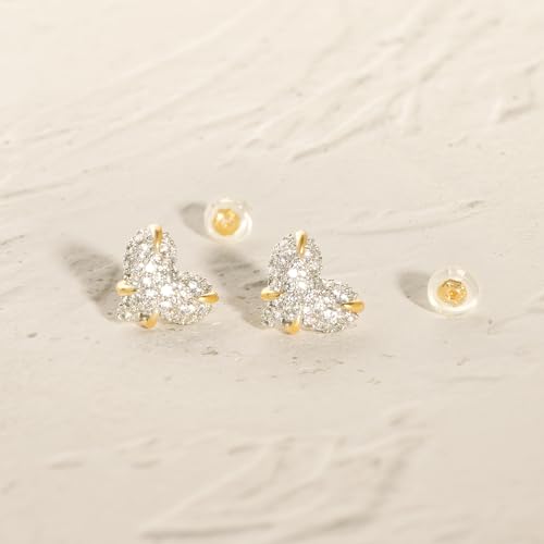 MYEARS Women Stud Earrings Gold Cluster Cubic Zirconia 14K Gold Plated Small Simple Hypoallergenic Everyday Jewelry3