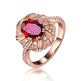 Beydodo no-metal-stamp (Fashion only) oro rosa de 18 quilates ovalada Red Ruby