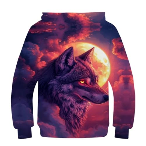 Wolf Sweat À Capuche imprimé 3D pour ado 12-14 ans avec poches - 3