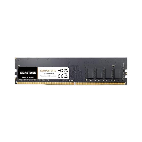 【DDR4 RAM】GIGASTONE 16GB DDR4 2666MHz (2400MHz or 2133MHz) PC4-21300 (PC4-19200/17000) CL19 1.2V UDIMM 288 Pin Unbuffered Non ECC High Performance PC Desktop Memory Upgrade