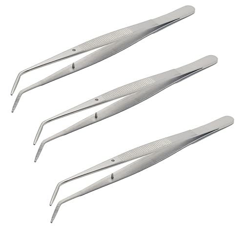 Generic 3 Pcs College Tweezer Cotton Pliers Surgical Dental Forceps Serrated Tips 15.7 cm 6