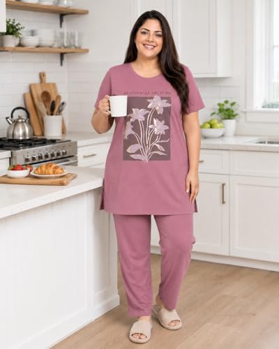 Image of In Love Women's Printed Cotton Plus Size Longline T-Shirt with Pockets | Cotton fabric - soft longline T-shirt with easy plus-size fit
