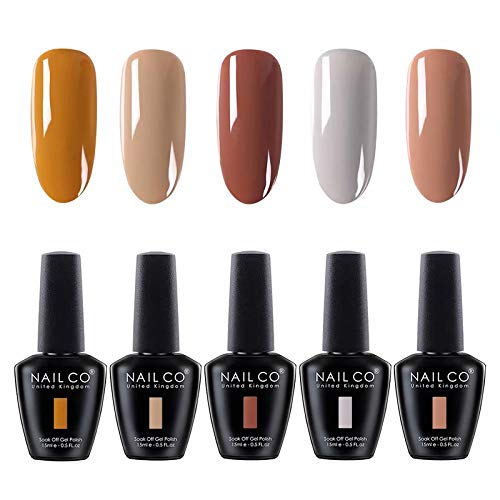 NAILCO 15ml Soak Off UV Led Nail Gel Polish Nail Art Salon Manicure Lacquer Varnish Set NC508 of 5 Colors