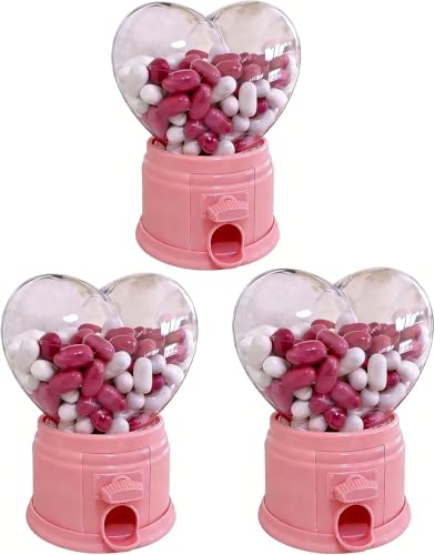 Lot de 3 distributeurs de bonbons en forme de cœur, petite machine à bonbons pour les fêtes, la Saint-Valentin, cadeaux pour enseignants et friandises de Saint-Valentin