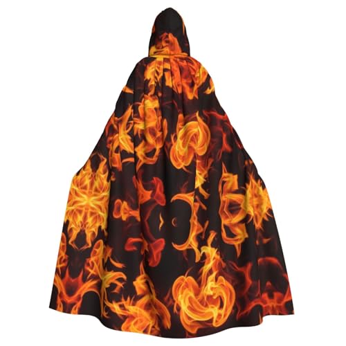 Women Men Flame Fire Art Full Long Hooded Cloaks for Christmas Halloween Cosplay Party Costumes Vintage Cape Sorcerer Cloak Outwear